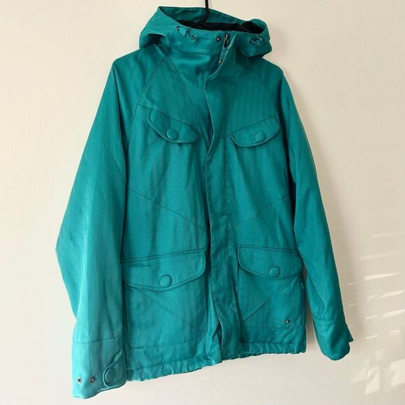 Burton Ginger DRYRIDE Snowboard Jacket Womens L Teal Herringbone Fleece Lined - Picture 5 of 14